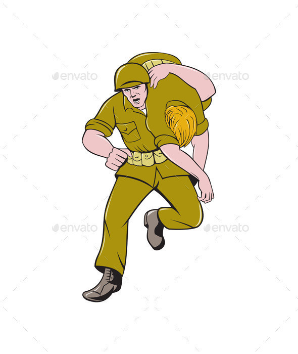 American ww2 soldier carry wounded comrade prvw