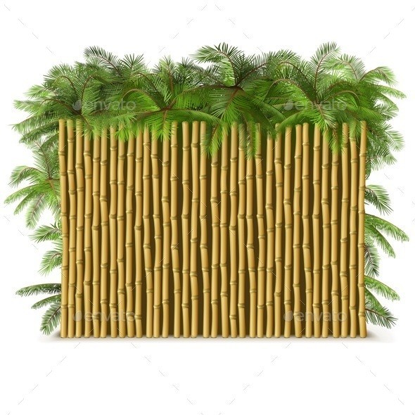 Vector 20bamboo 20fence 20with 20palm