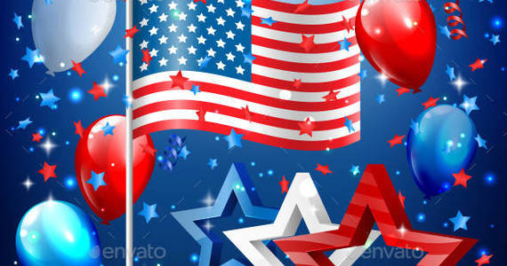 Box independence 0011 flag stars balloons confetti am ipr