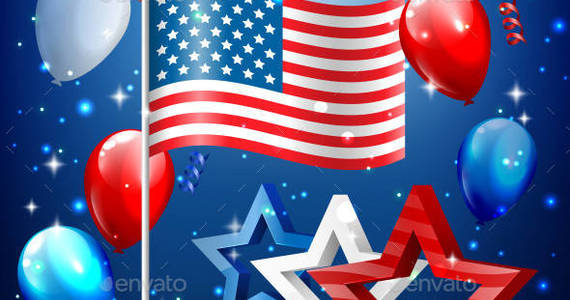Box independence 0009 flag stars balloons am ipr