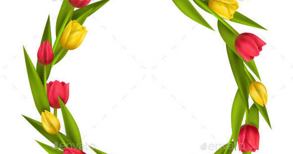 Box frame 183 tulips wreath isolated am ipr