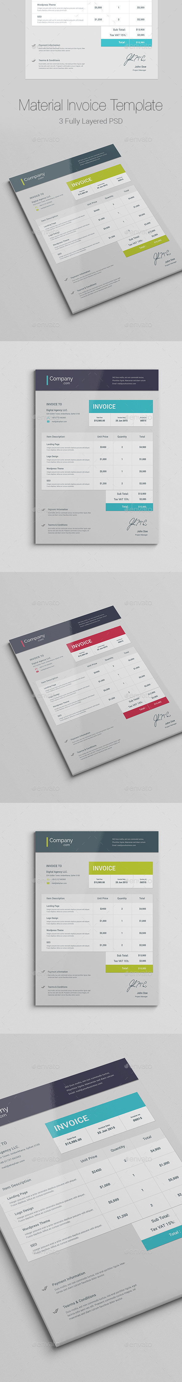 Preview material financial invoice template