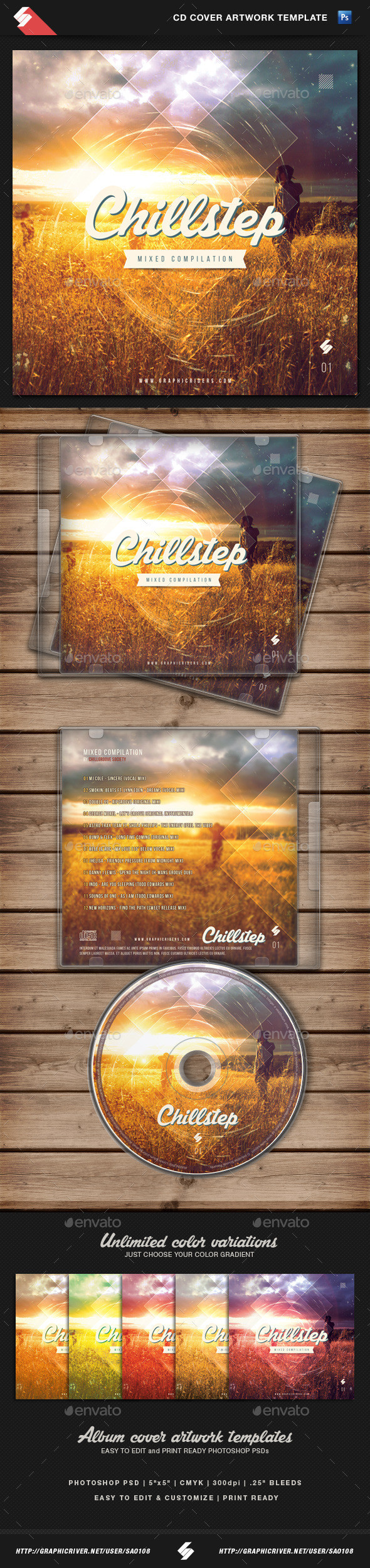 Chillstep cd cover template preview