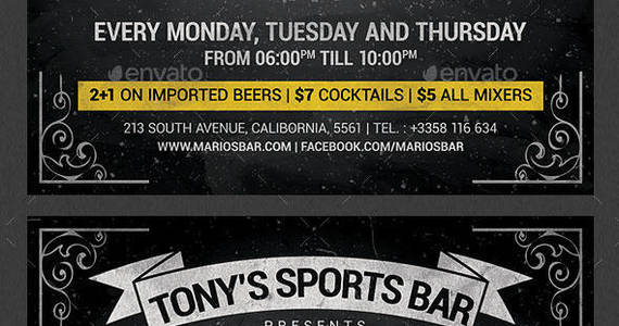 Box beer promotion happy hour flyer template preview