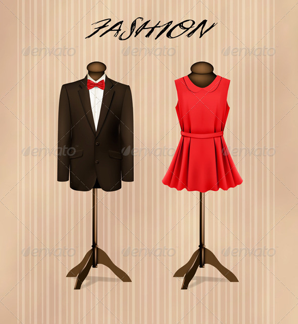 01 retro fashion background with suit and dress t