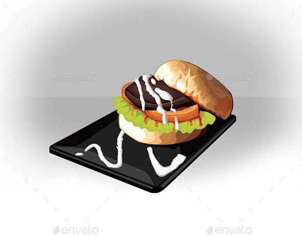 Preview burger in plate