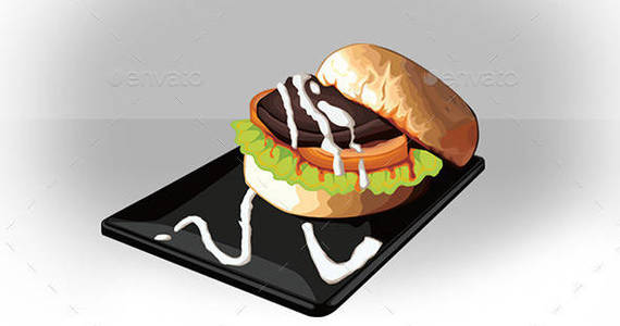 Box preview burger in plate