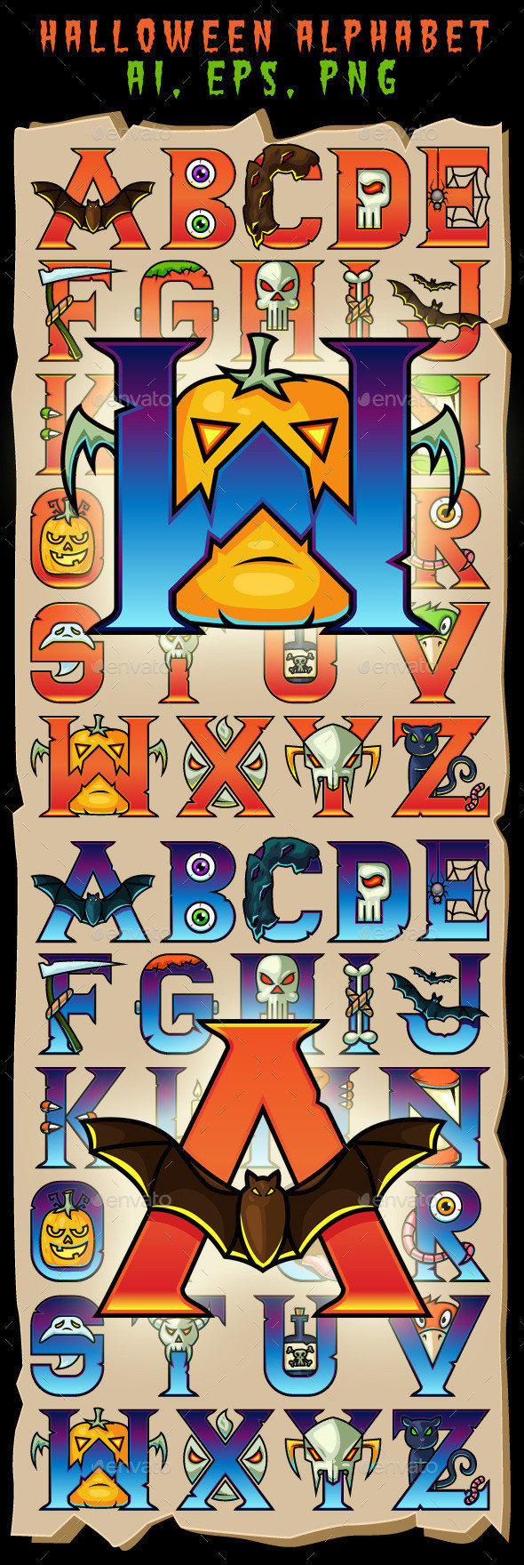 Halloween alphabet letters gr