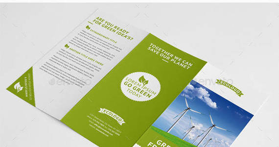 Box green environmental trifold brochure mockup