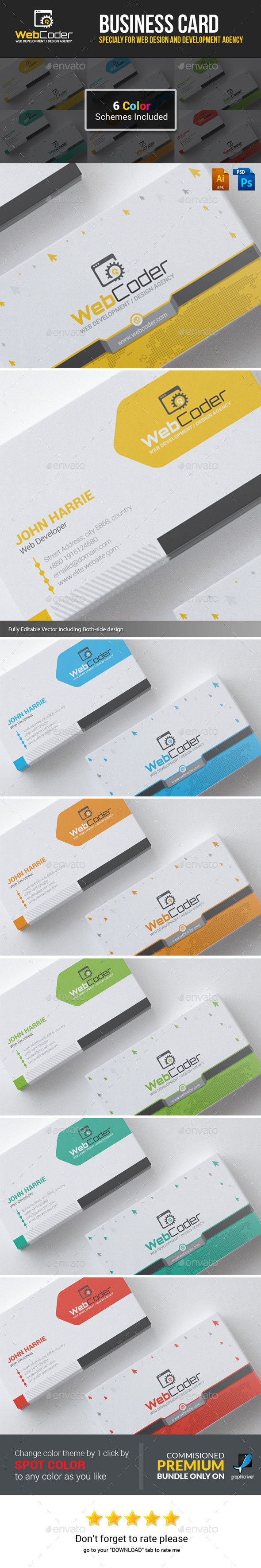 Web coder web design and web development agency company business card image preview