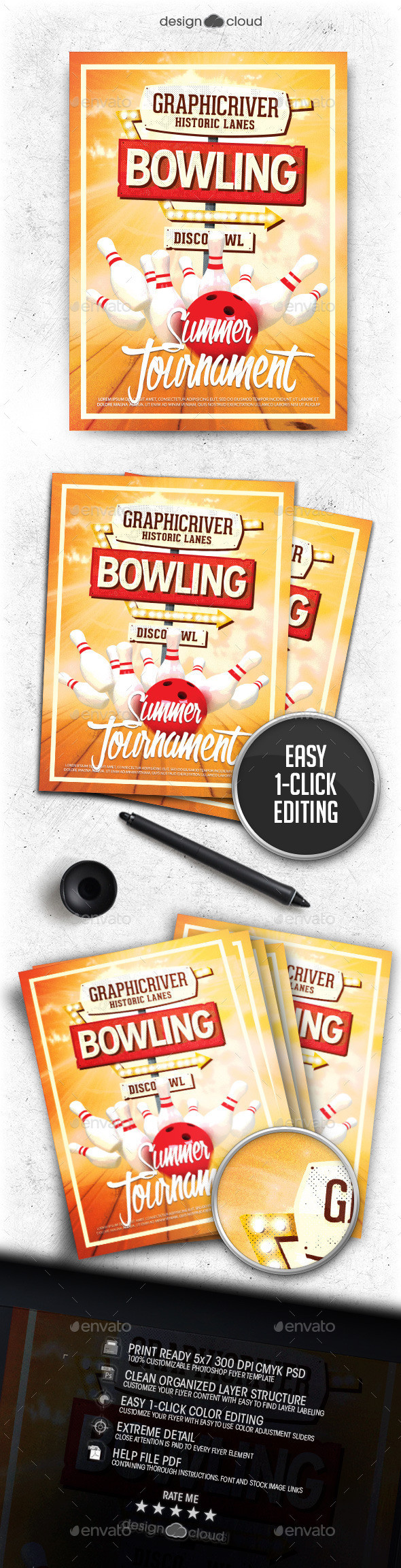 Preview bowling night flyer template