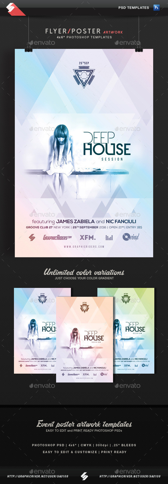 Deephouse session flyer template preview