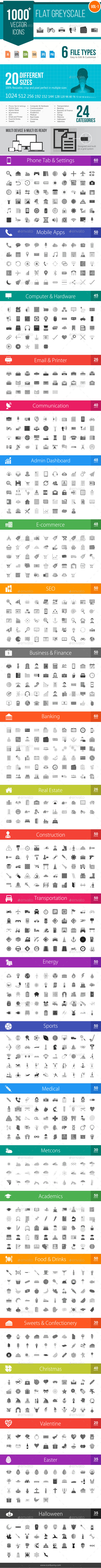 1044 20flat 20greyscale 20vector 20icons 20  20preview