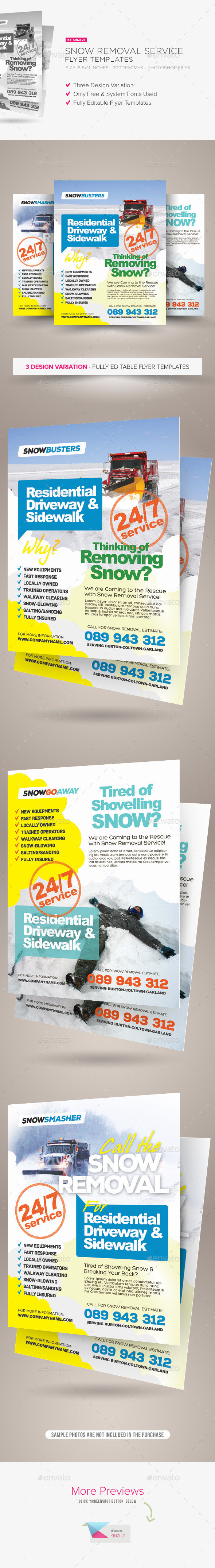 Graphic river snow removal service flyers kinzi21