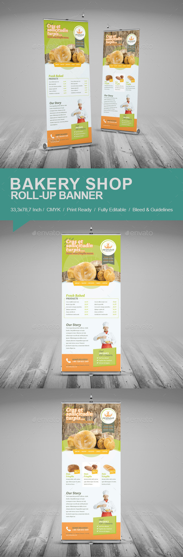 Bakery shop roll up banner preview