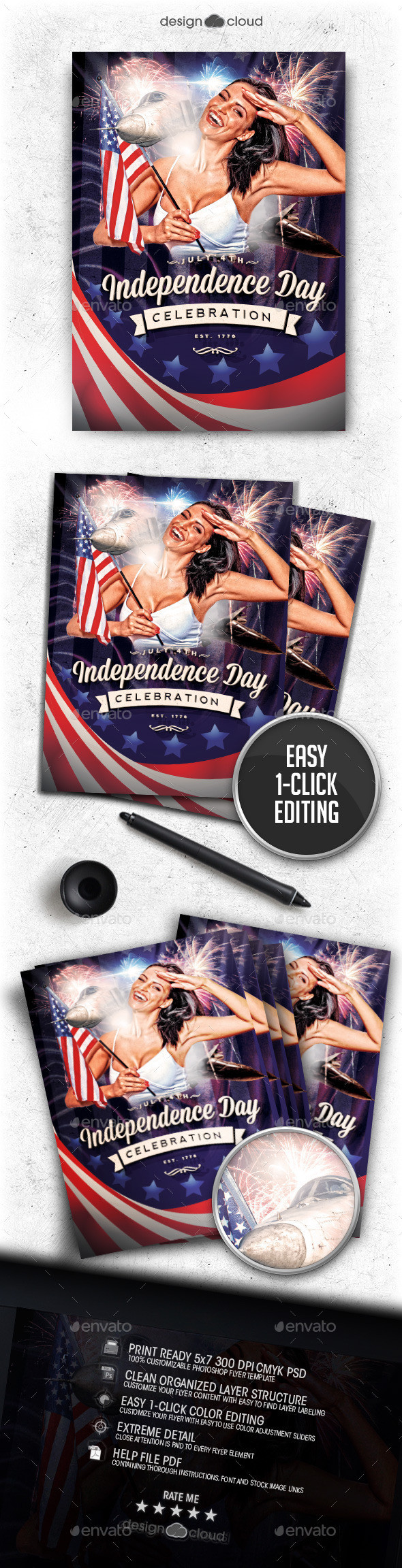 Preview independence day july 4 vol 03 flyer template