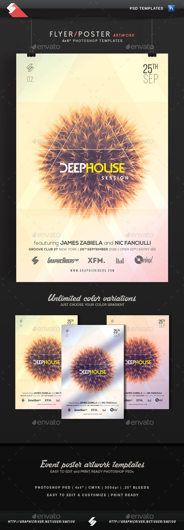 Deephouse session2 flyer template preview
