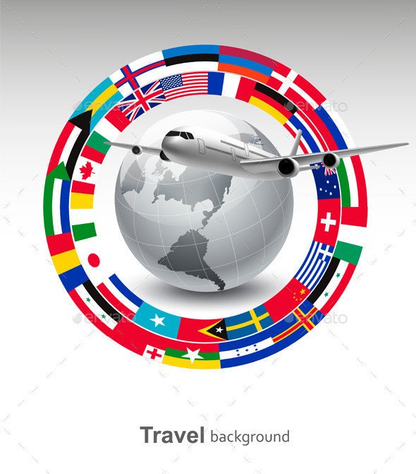 01travel background with globe and flags of world t