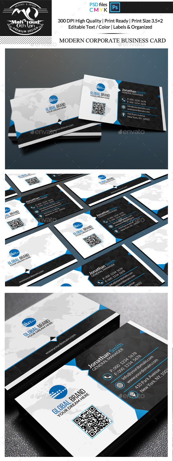 90 modern corporate business card preview