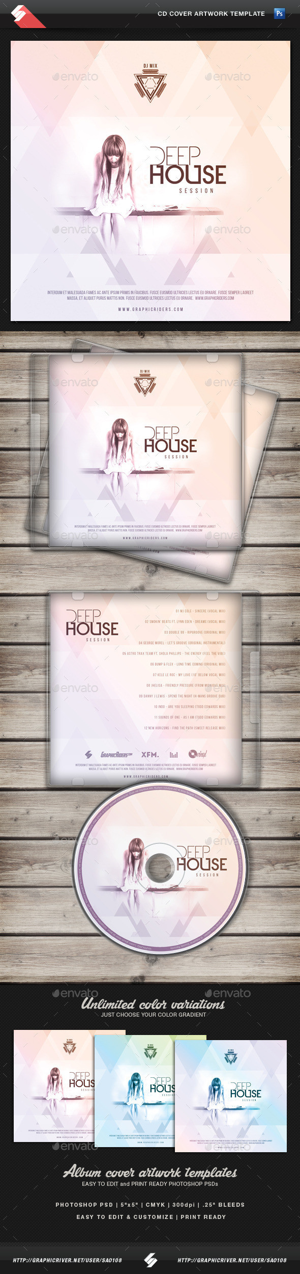 Deephouse session cd cover template preview