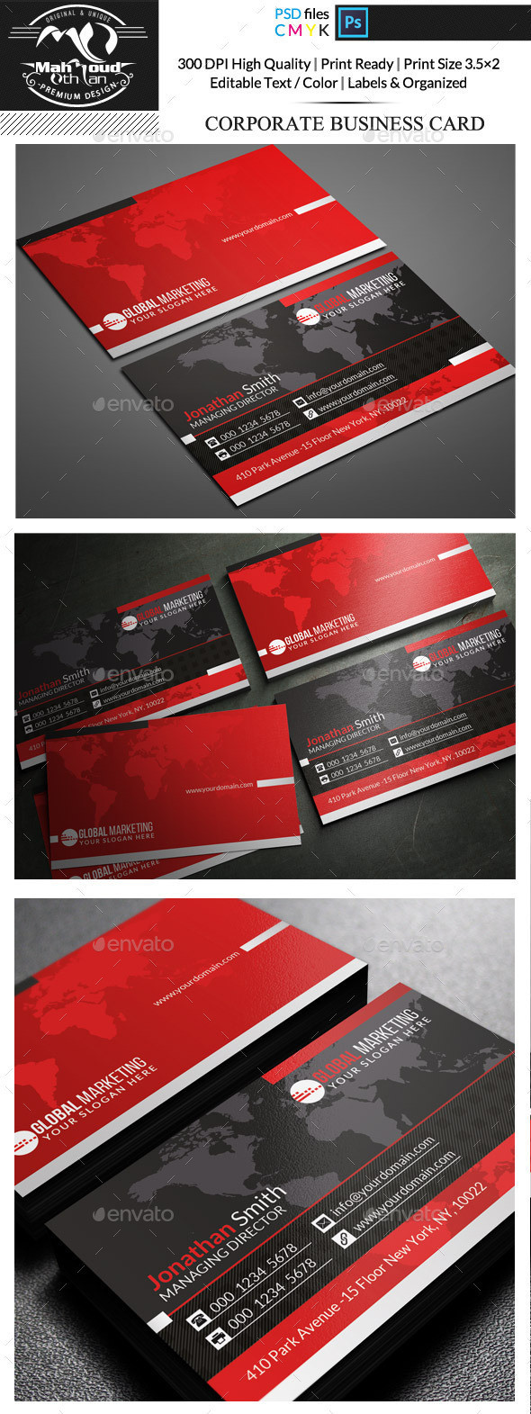 88 creative black and red corporate business card preview