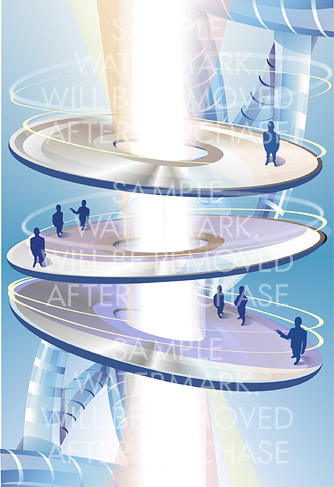 Abstract vector business illustration depicting compact disks with people on them.100.152