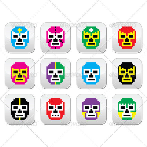 Lucha libre pixelated 8bit buttons prev