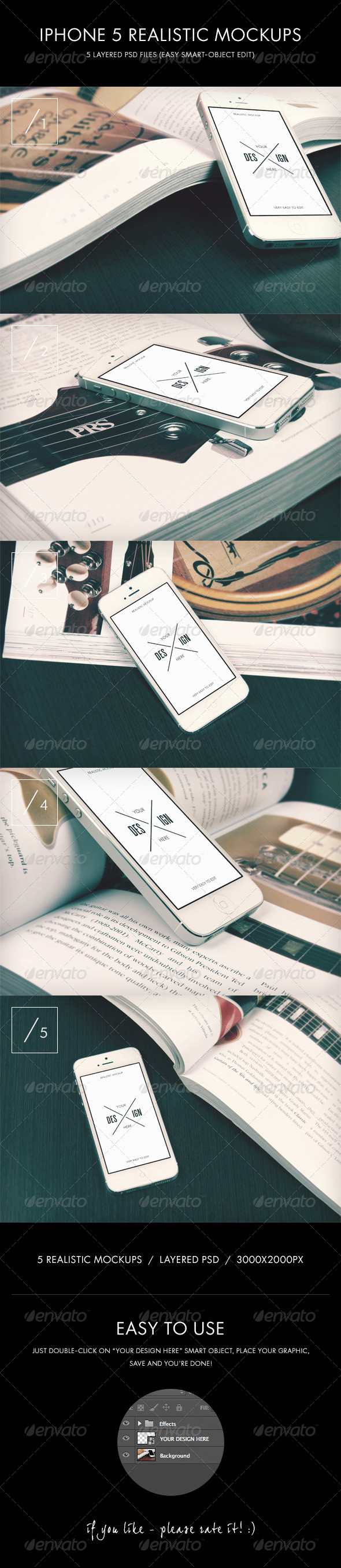 Iphone5 realistic mockups preview