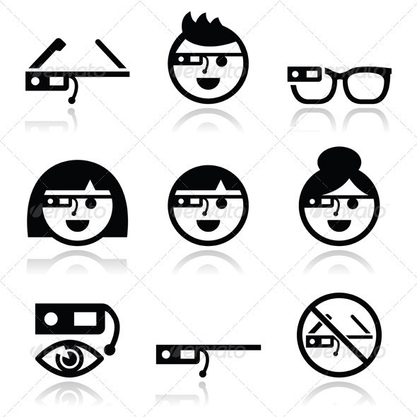 Google glass icons set prev