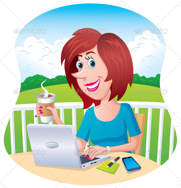 Woman on laptop outdoorsprev