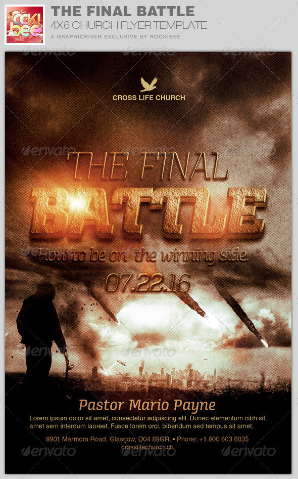 The final battle church flyer template image preview