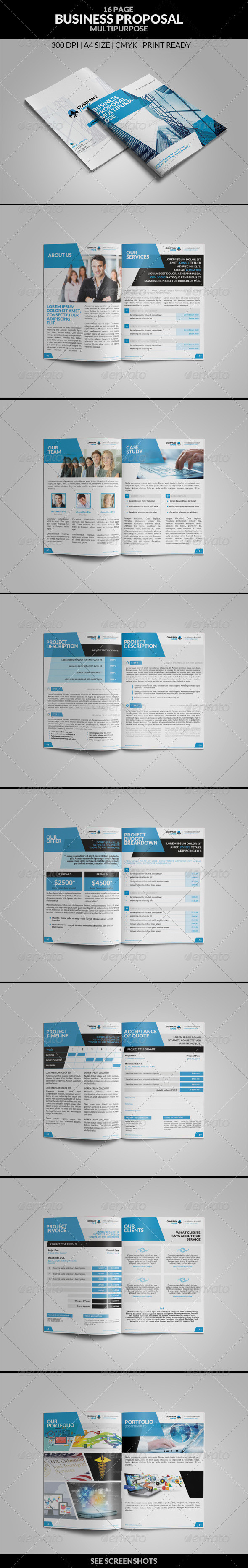 16 page a4 multipurpose business proposal template preview