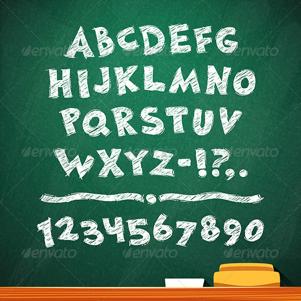 Cartoon chalk vector font