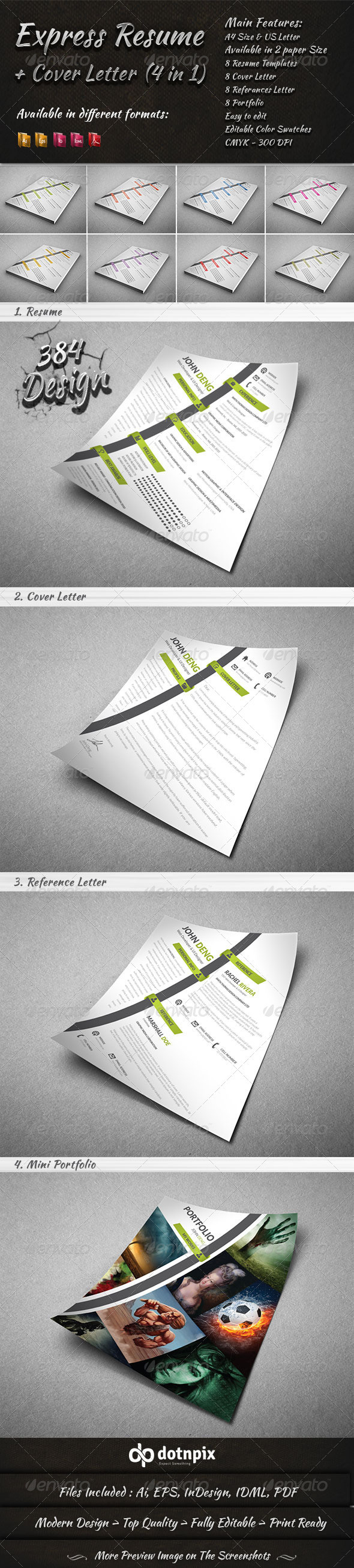Curriculum vitae cv resume template cover letter portfolio job a4 us letter resume