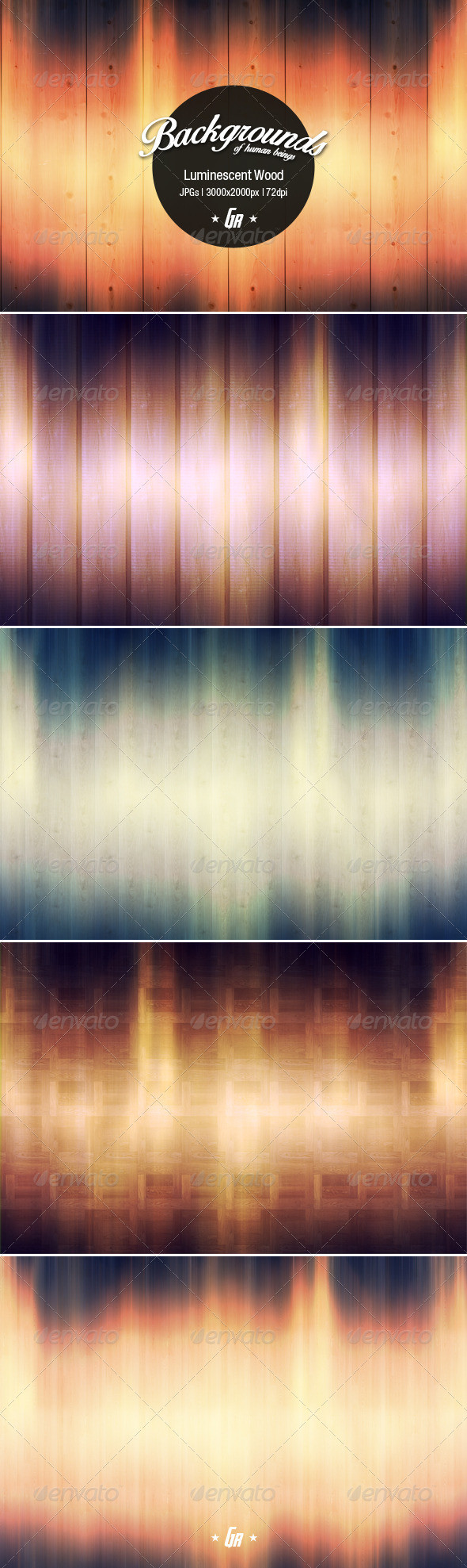 Luminescent wood backgrounds preview