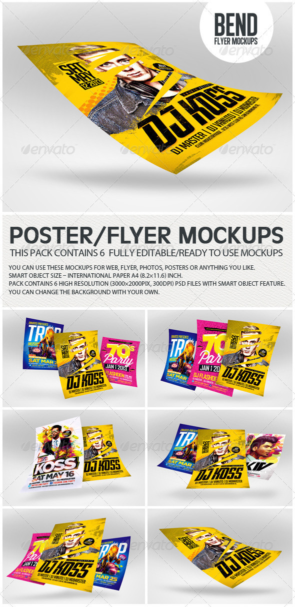 Bend flyer poster mockups