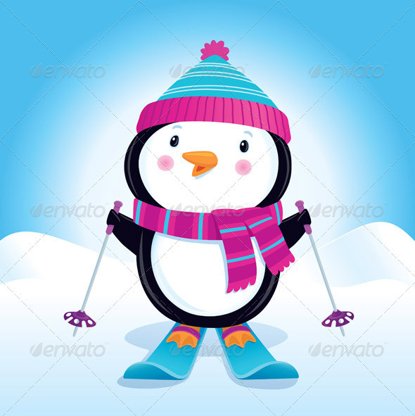 Penguin on skisprev