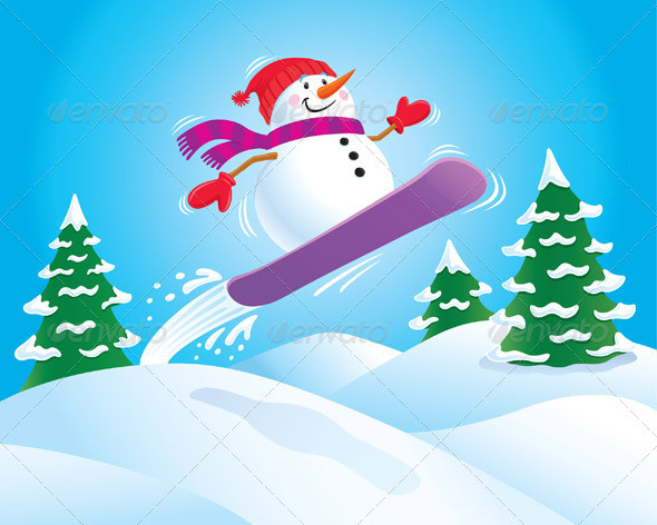 Snowman on a snowboardprev