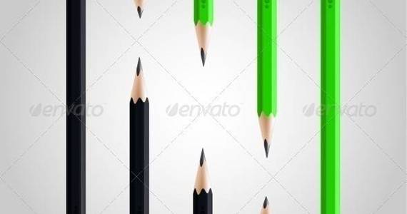 Box pencils set black green 590