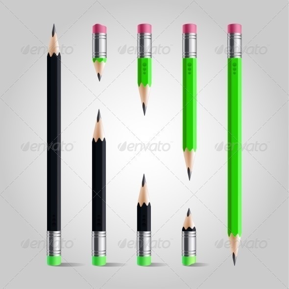 Pencils set black green 590