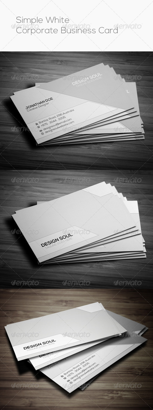 Simple white corporate business card preview