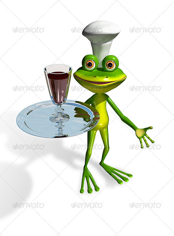 1 frog 20with 20a 20glass 20of 20wine 20on 20a 20tray