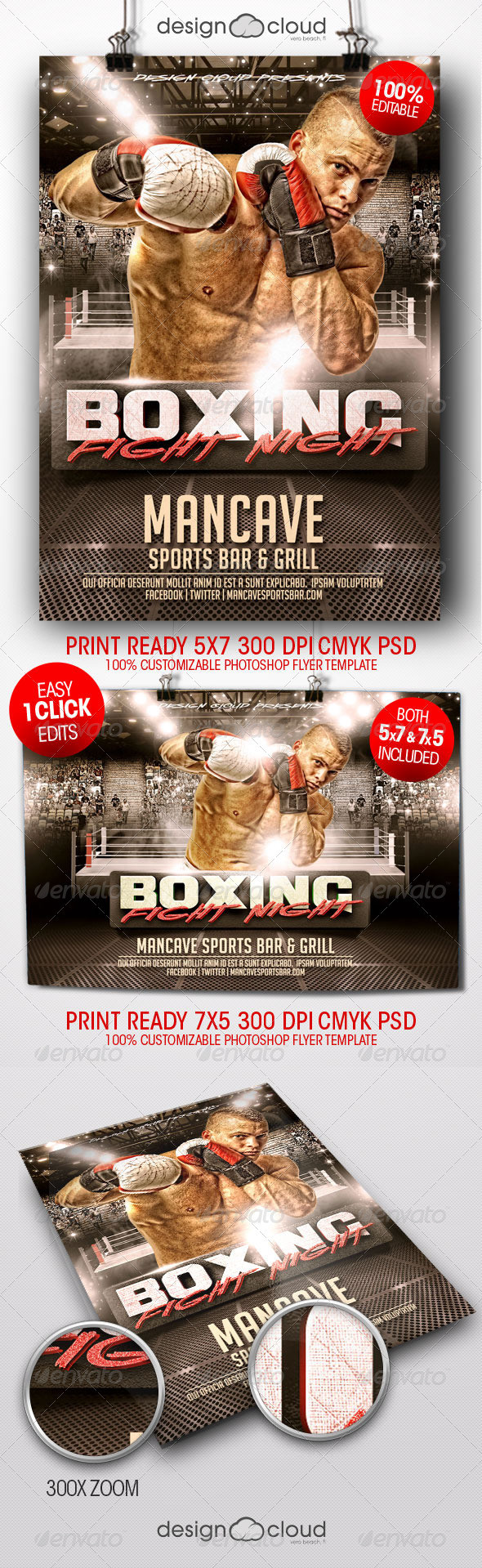 Preview boxing fight night flyer template lg