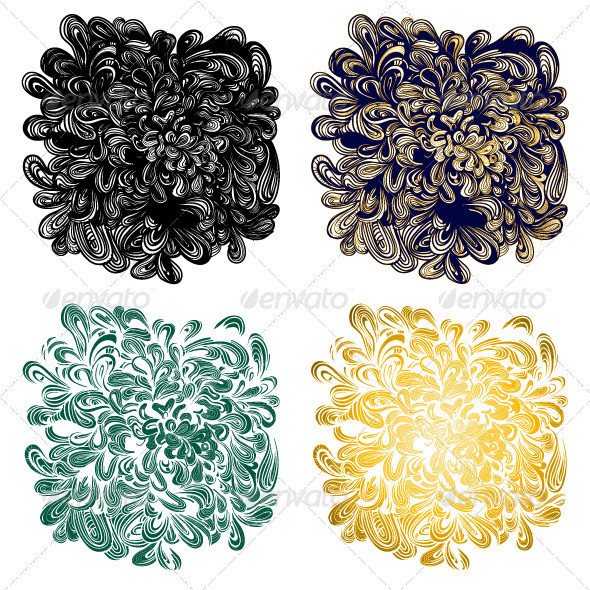 Set of 4 abstract pattern of curve line background 79 pre