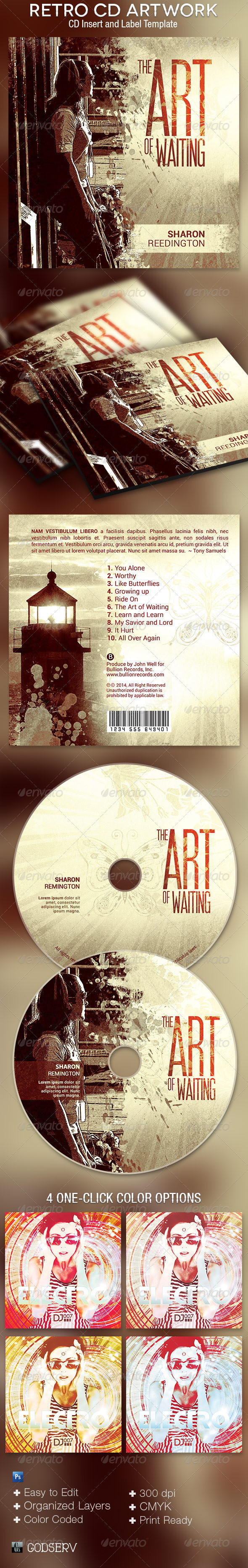 Retro cd artwork template preview