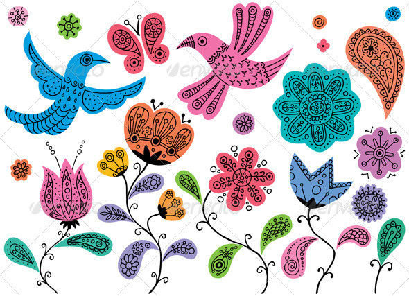 Floral doodles preview