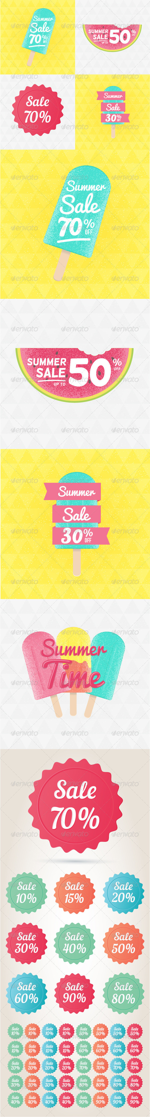 Summer sale badges set 590