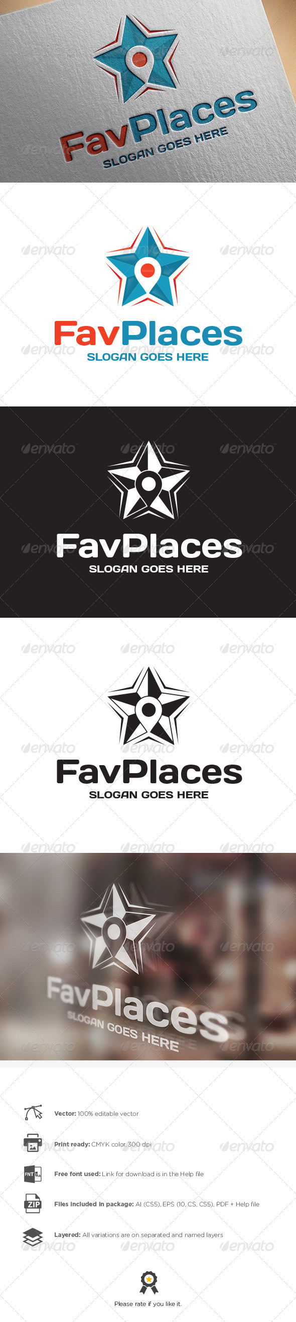 Fav places logo template preview