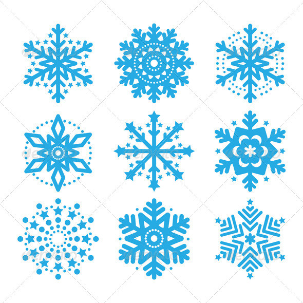 Snowflakes icons set 2 colour prev