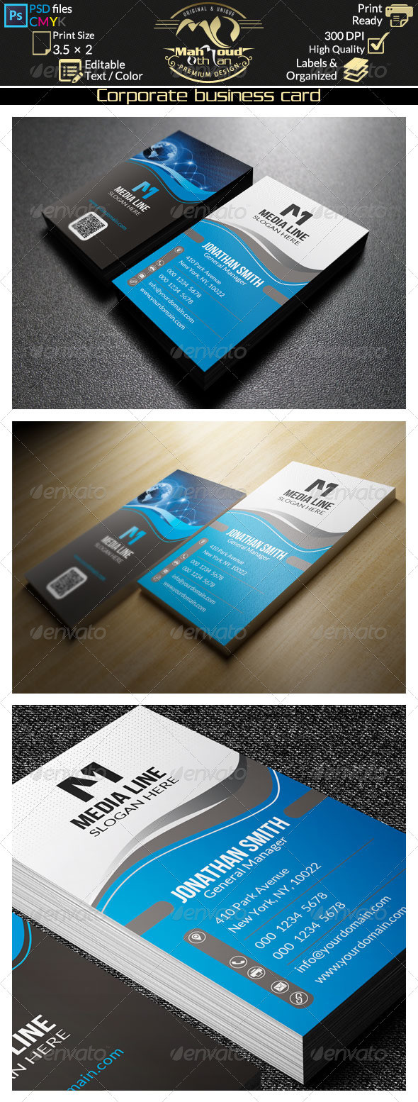 40 modern blue creative corporate business card preview
